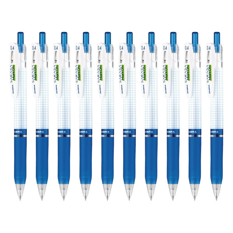 Zebra Pen قلم حبر جل زيبرا سارس ماركون B-JJS77-BL، 0.4، أزرق، 10 قطع - Image 1